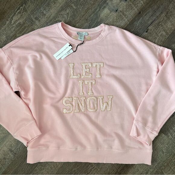 Cupcakes and Cashmere Let It Snow Pink Sweatshirt-Size Large - Picture 1 of 8